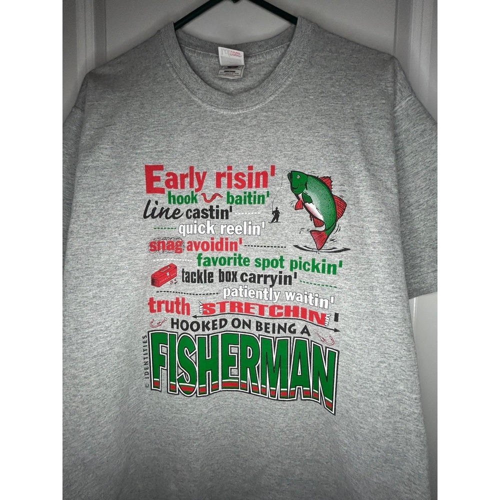 Vintage 90's Fisherman Identities Graphic T-Shirt‎ Sz Mens Large NWOT